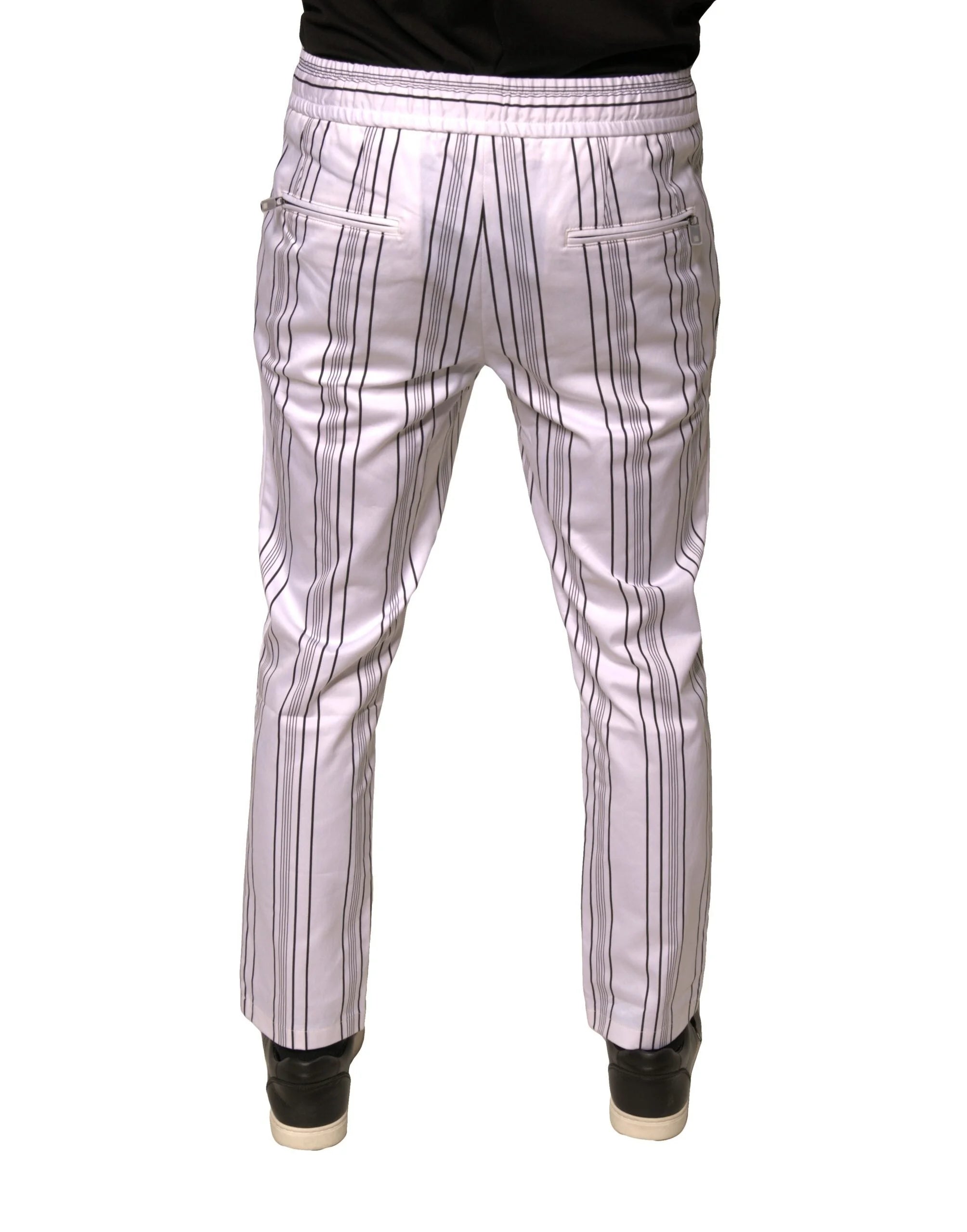 Dolce & Gabbana White Stripe Cotton Dress Skinny Pants - IT46 | S - Trousers