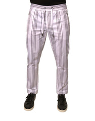 Dolce & Gabbana White Stripe Cotton Dress Skinny Pants - IT46 | S - Trousers