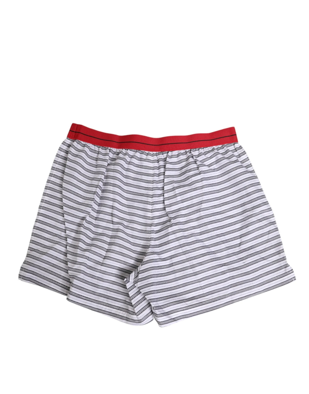 Dolce & Gabbana White Striped Cotton Red Waistband Shorts Swimwear - IT4 | S - Swim Boxers
