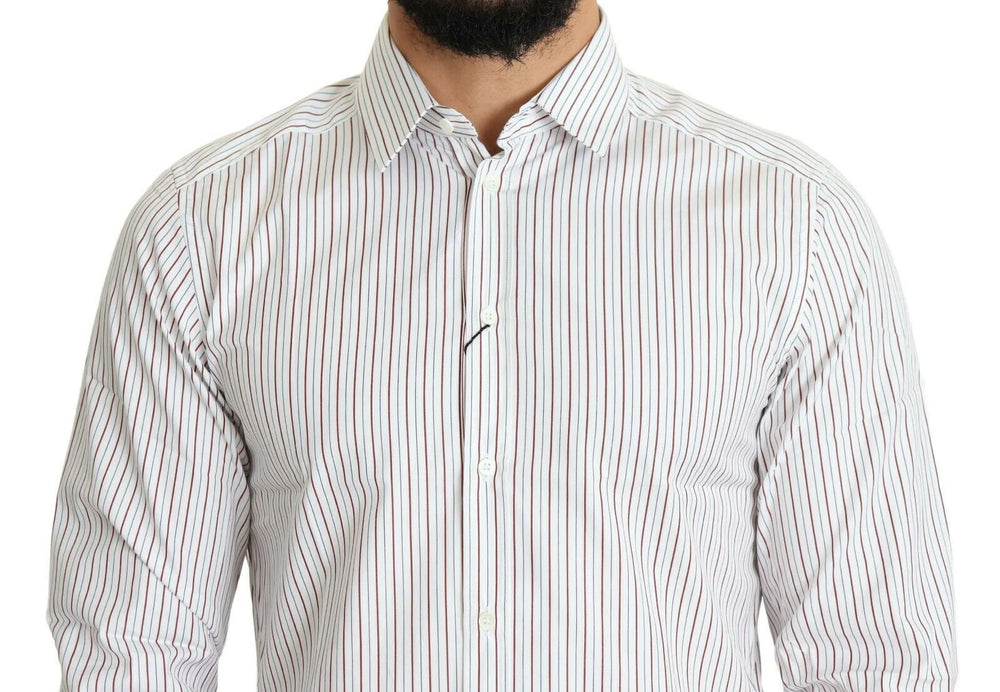 Dolce & Gabbana White Striped Formal MARTINI Shirt - IT40 | M - Shirts