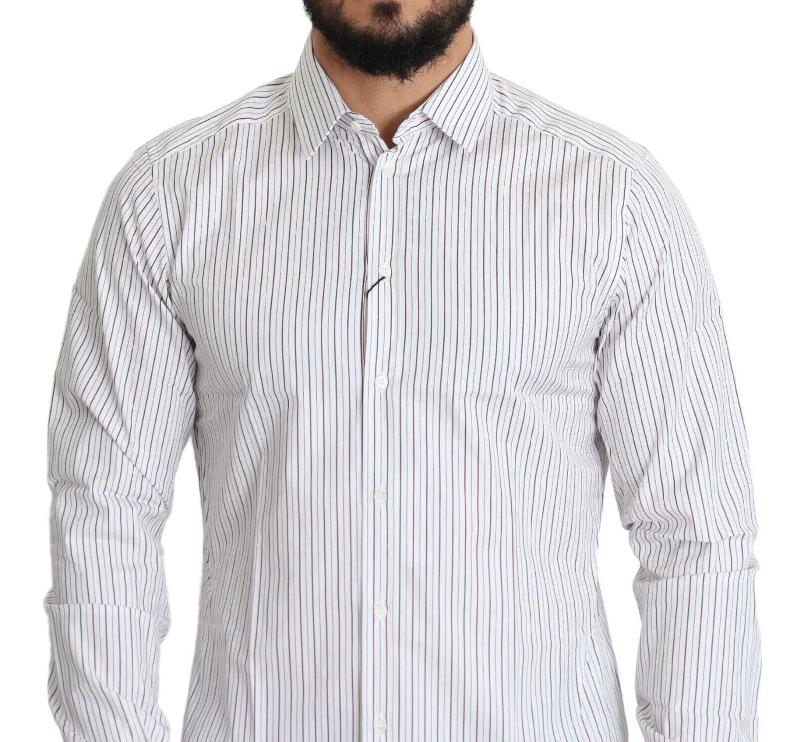 Dolce & Gabbana White Striped Formal MARTINI Shirt - IT40 | M - Shirts