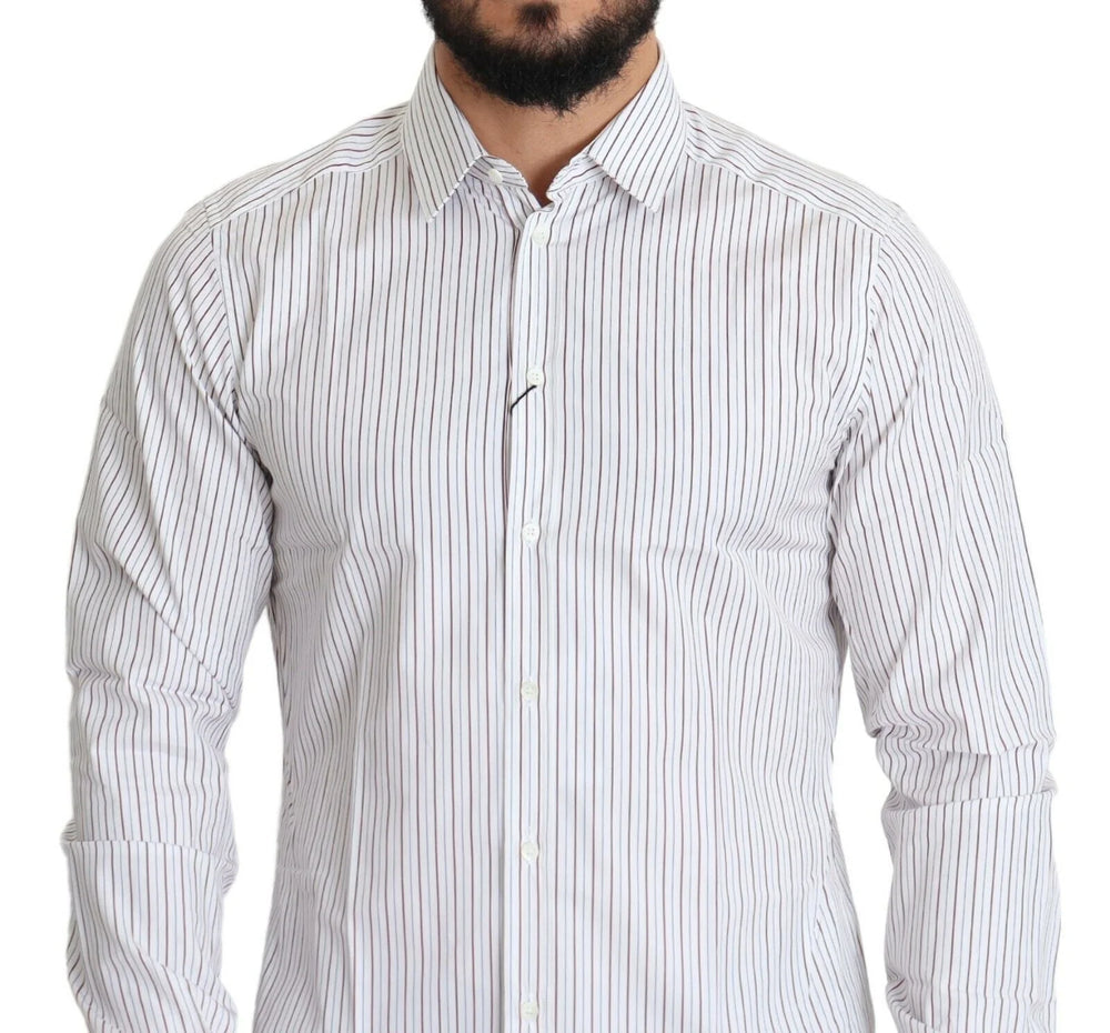Dolce & Gabbana White Striped Formal MARTINI Shirt - IT40 | M - Shirts