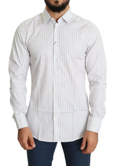 Dolce & Gabbana White Striped Formal MARTINI Shirt - IT40 | M - Shirts