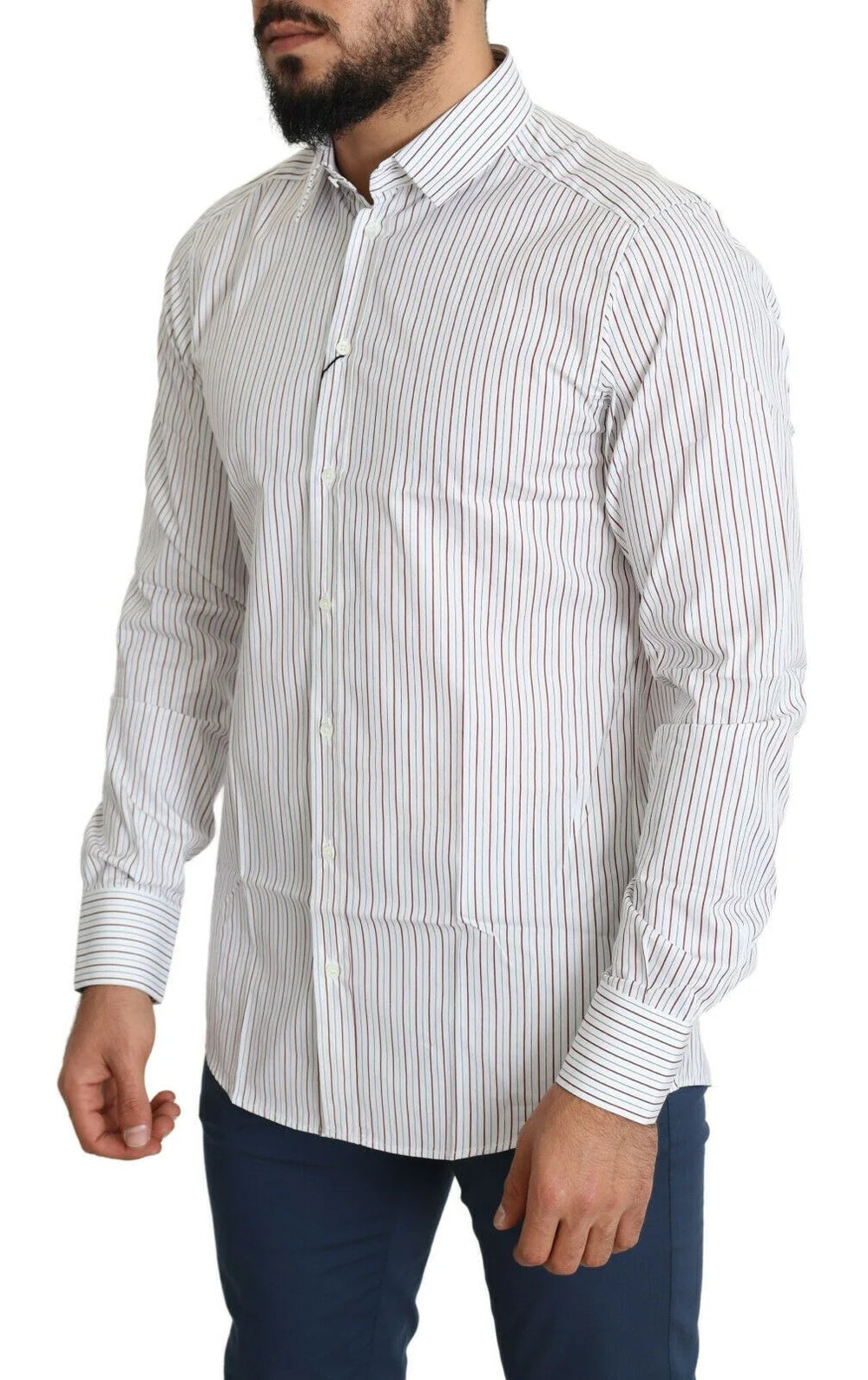 Dolce & Gabbana White Striped Formal MARTINI Shirt - IT40 | M - Shirts
