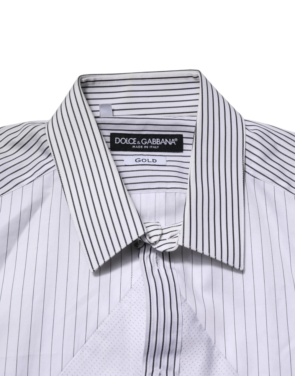 Dolce & Gabbana White Striped GOLD Long Sleeves Dress Shirt - IT39 | S - Shirts