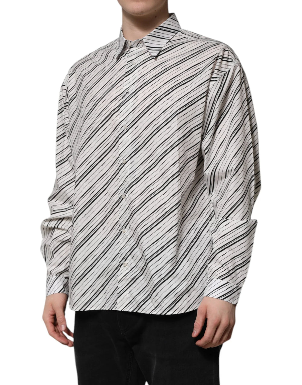 Dolce & Gabbana White Striped Long Sleeves Men Formal Shirt - Shirts