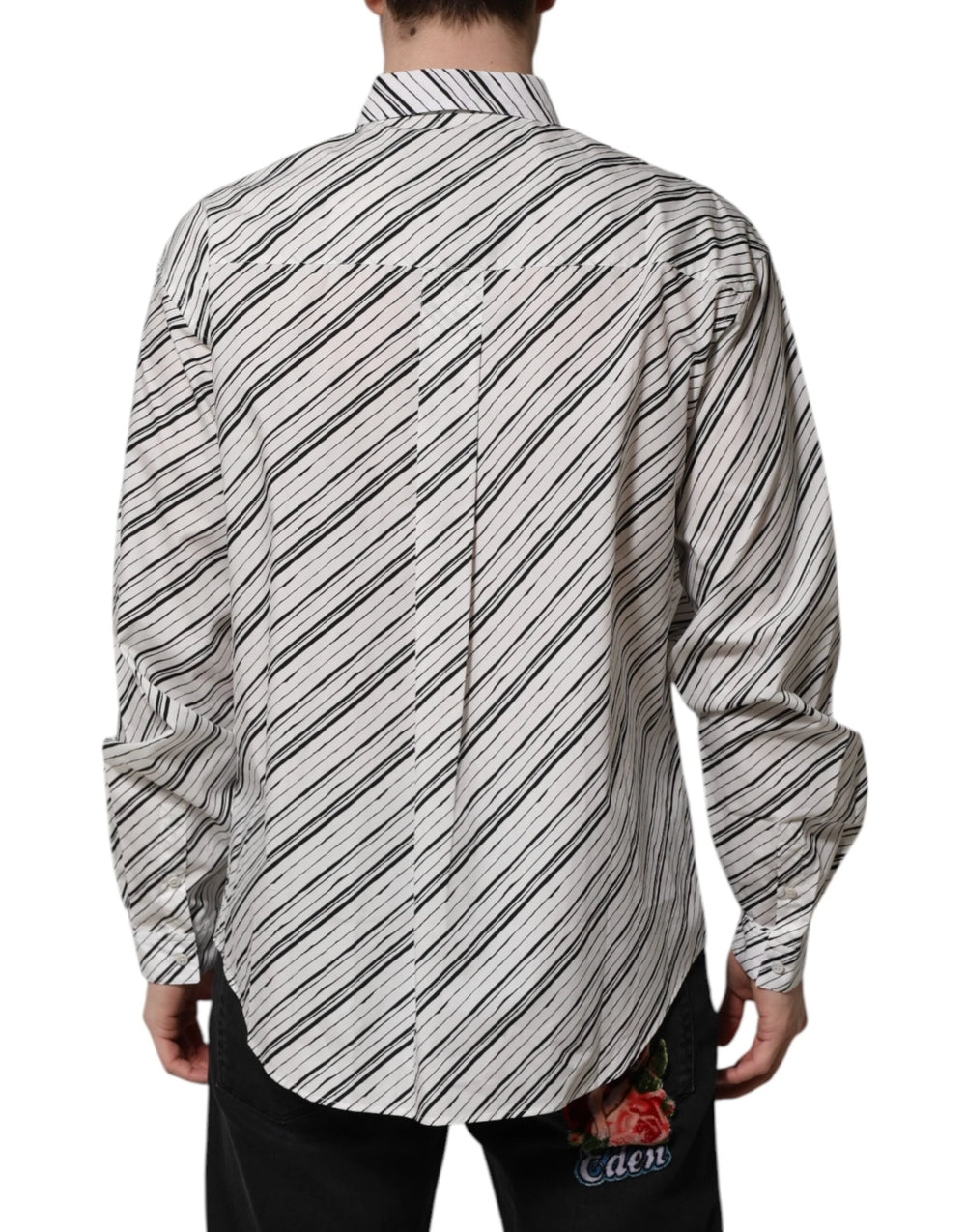 Dolce & Gabbana White Striped Long Sleeves Men Formal Shirt - Shirts