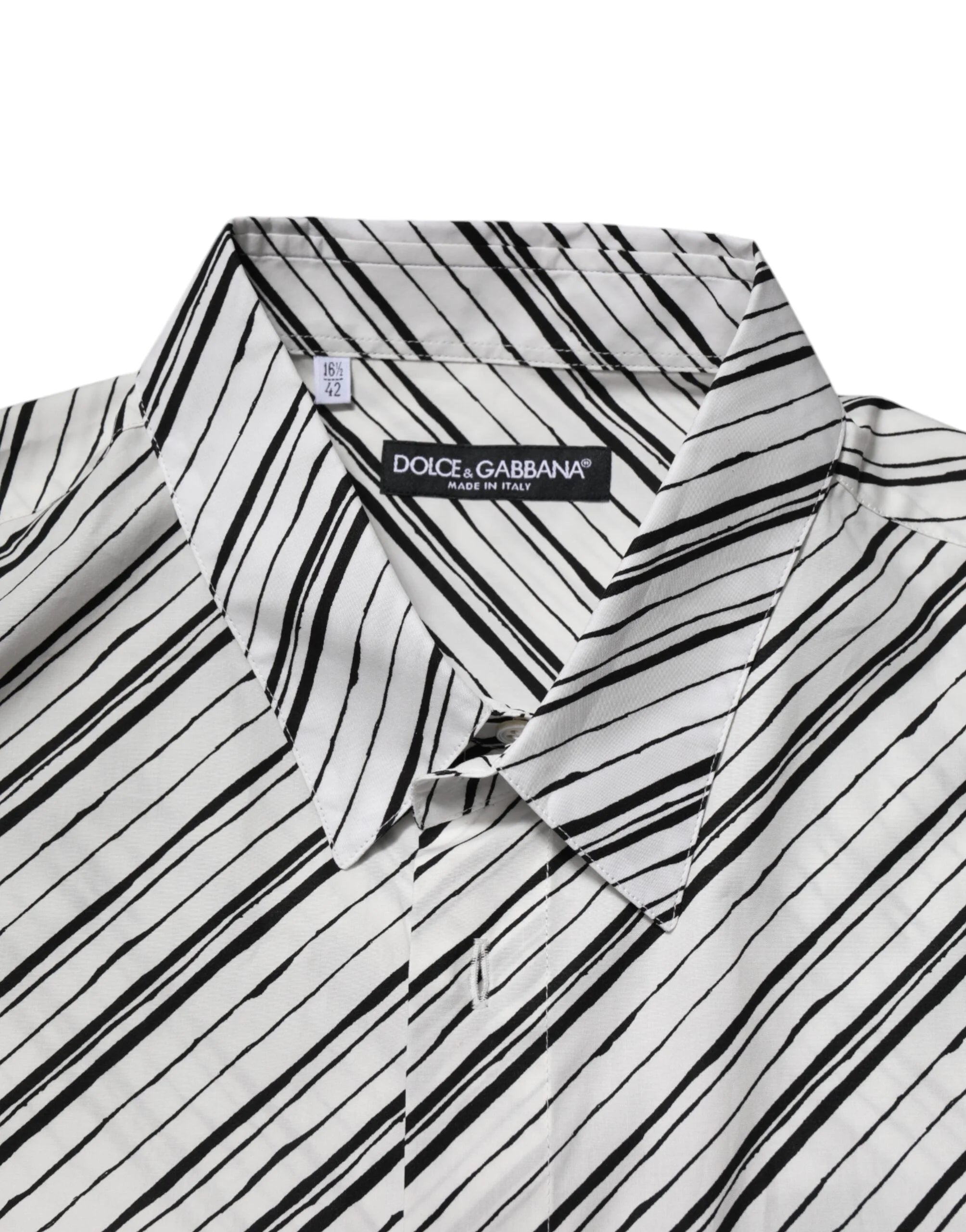 Dolce & Gabbana White Striped Long Sleeves Men Formal Shirt - Shirts