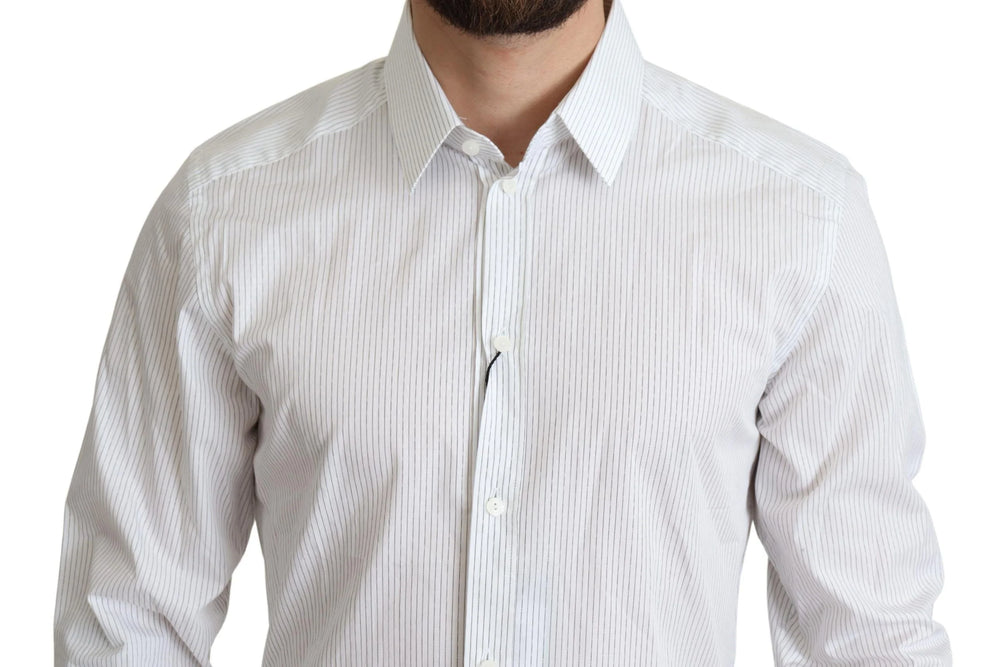 Dolce & Gabbana White Stripes Cotton Formal Dress Shirt - IT39 | S - Shirts