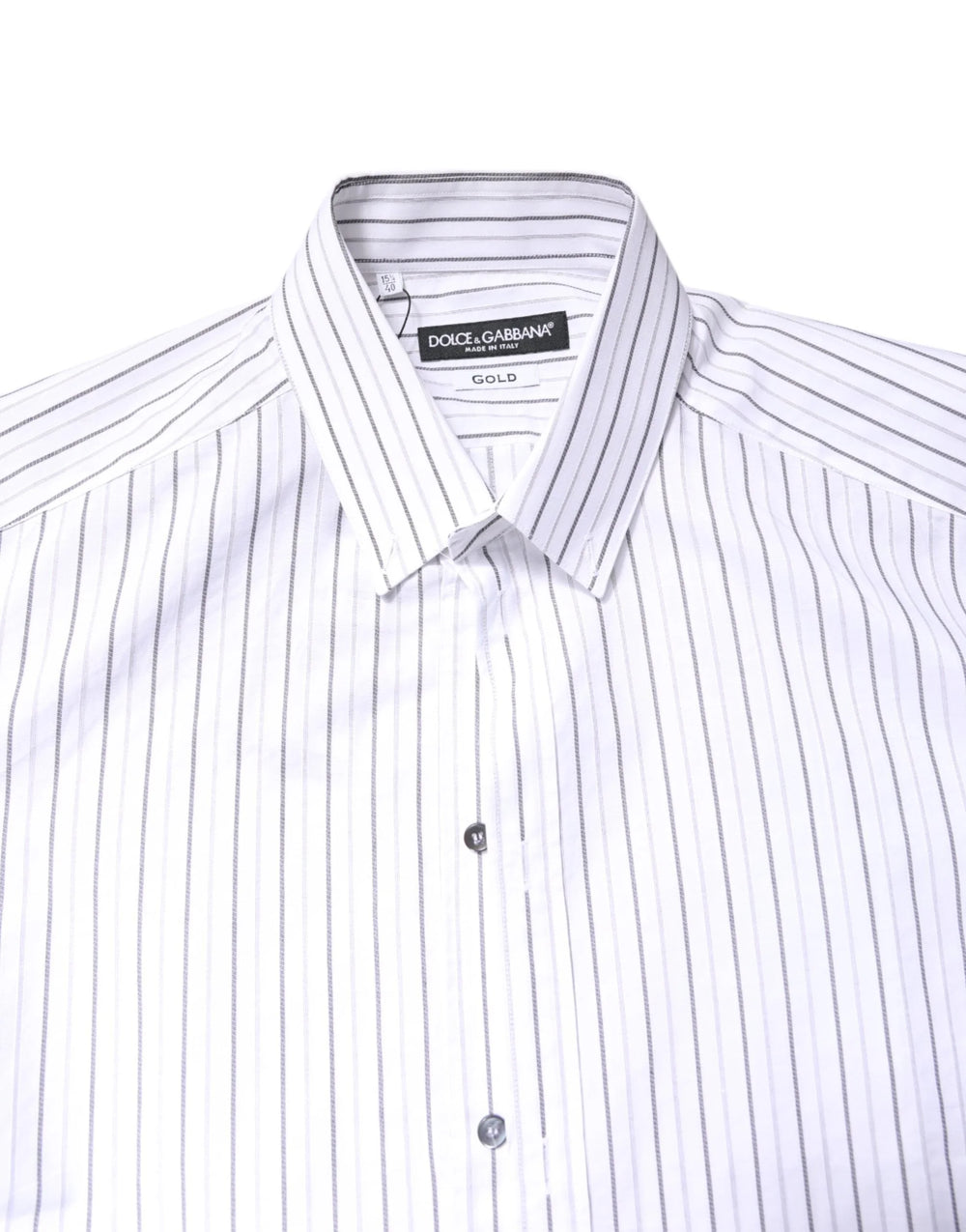 Dolce & Gabbana White Stripes Cotton GOLD Formal Dress Shirt - IT40 | M