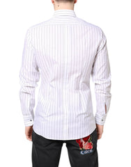 Dolce & Gabbana White Stripes Cotton GOLD Formal Dress Shirt - IT40 | M