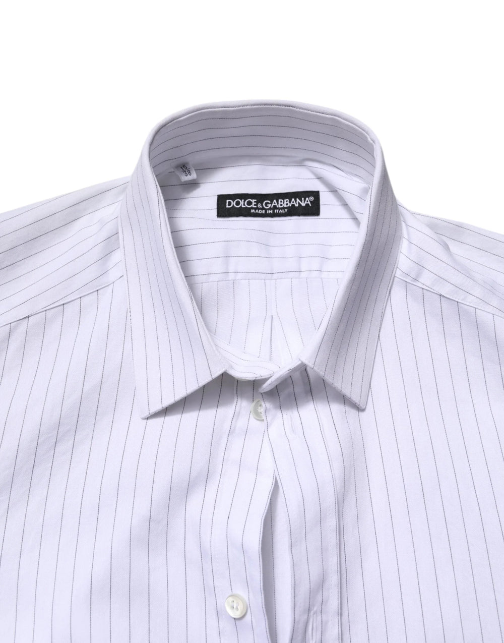 Dolce & Gabbana White Stripes Cotton Long Sleeve Formal Shirt - Shirts