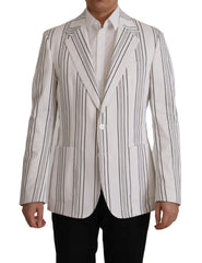 Dolce & Gabbana White Stripes Cotton Single Breasted Blazer - Sport Jackets