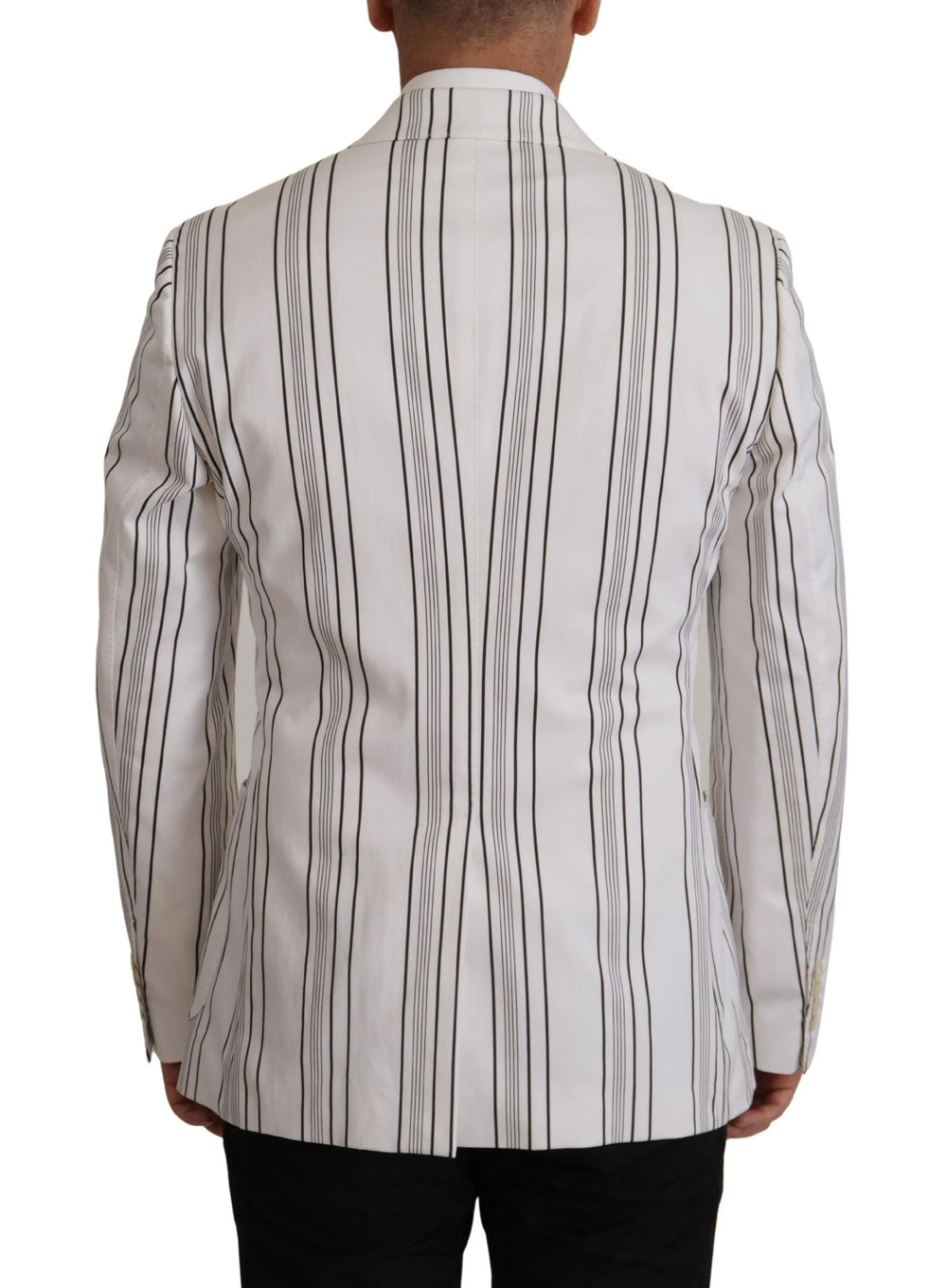 Dolce & Gabbana White Stripes Cotton Single Breasted Blazer - Sport Jackets
