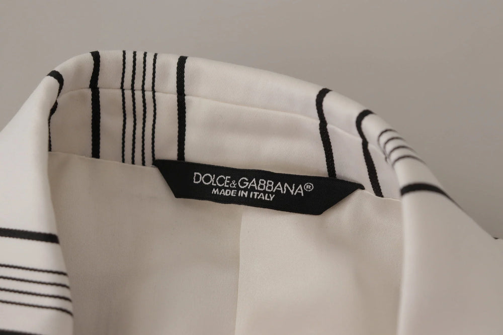 Dolce & Gabbana White Stripes Cotton Single Breasted Blazer - Sport Jackets