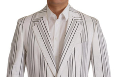 Dolce & Gabbana White Stripes Cotton Single Breasted Blazer - Sport Jackets