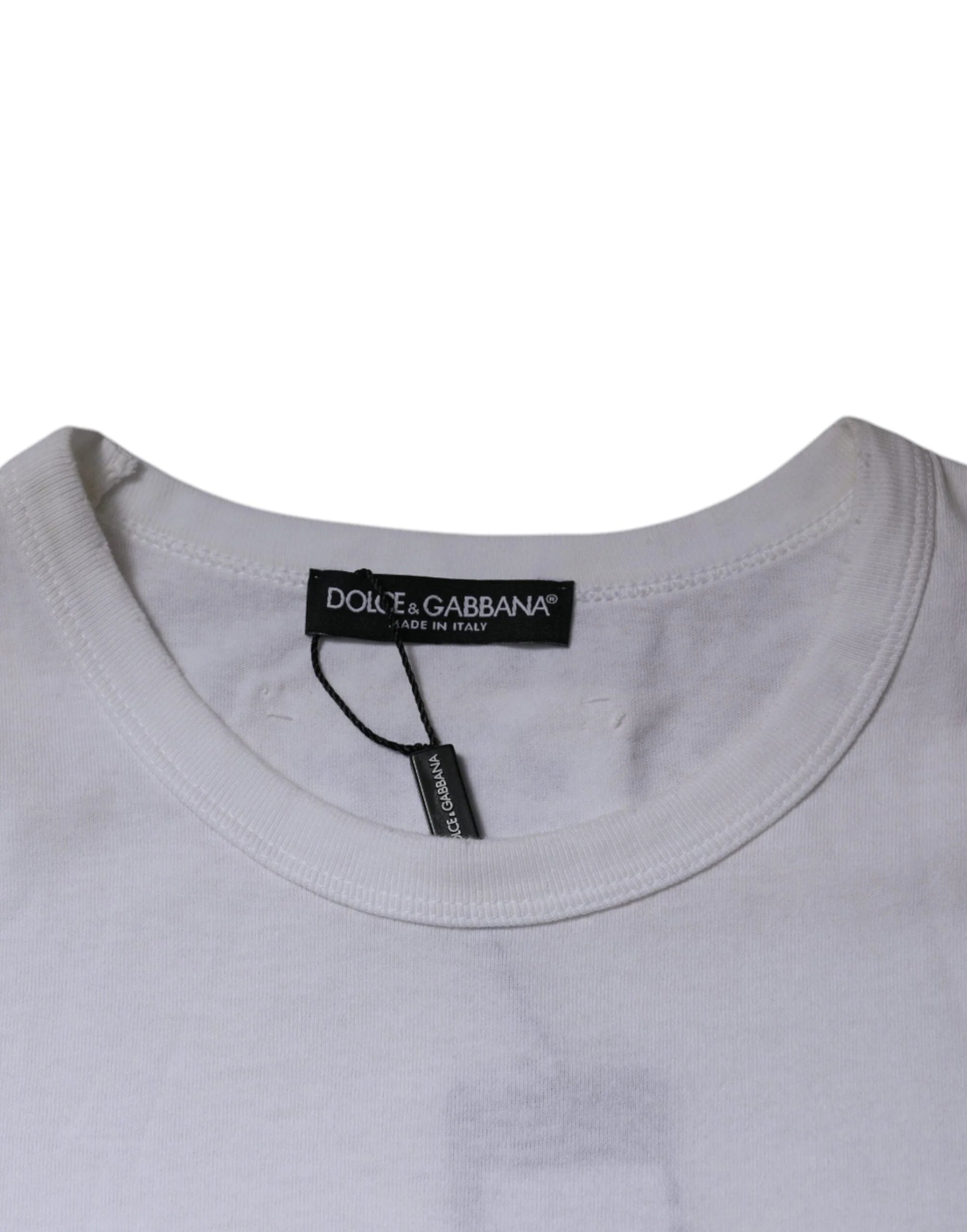 Dolce & Gabbana White Stripes Crew Neck Short Sleeves T-shirt - IT48 | M - T-Shirts