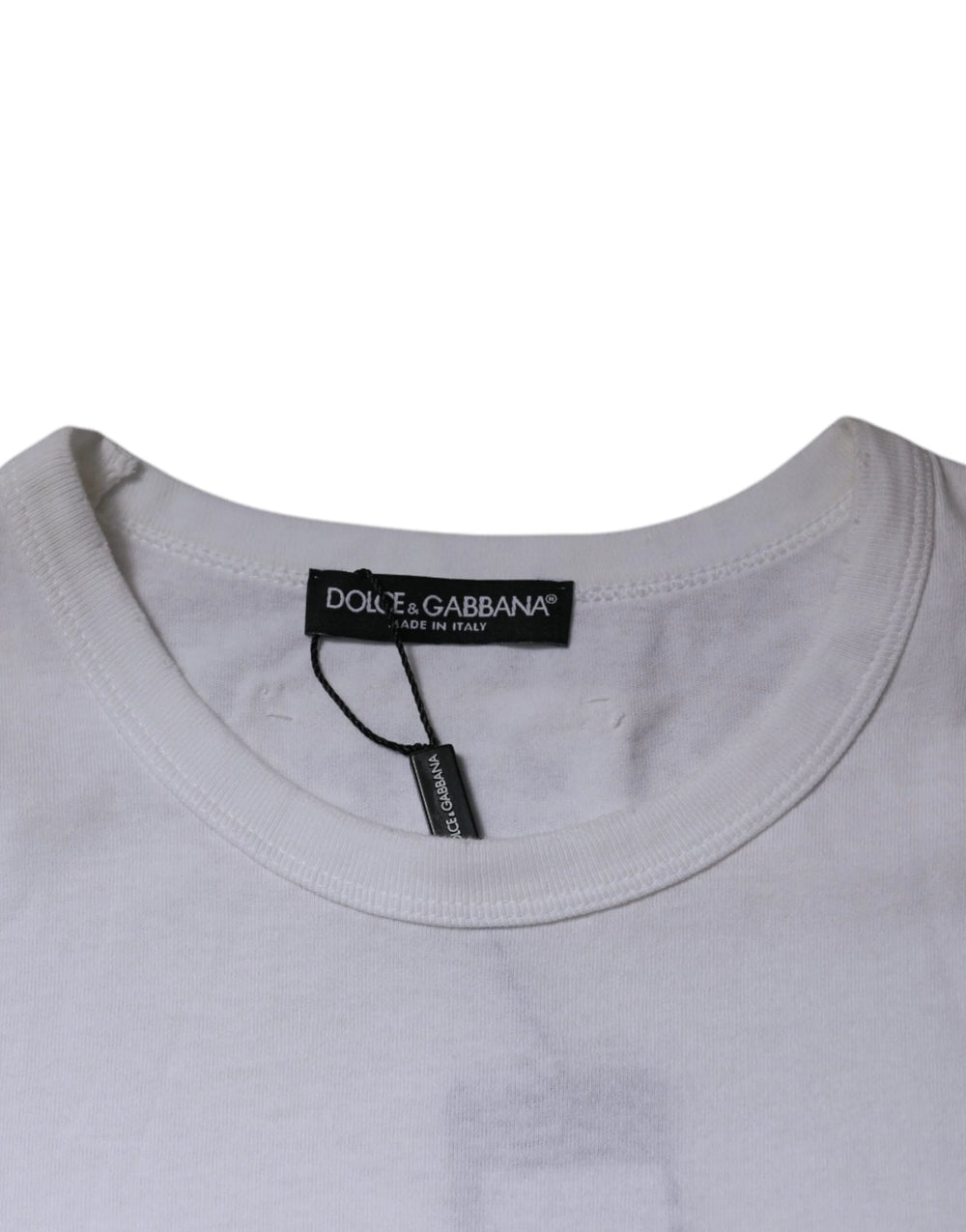 Dolce & Gabbana White Stripes Crew Neck Short Sleeves T-shirt - IT48 | M - T-Shirts