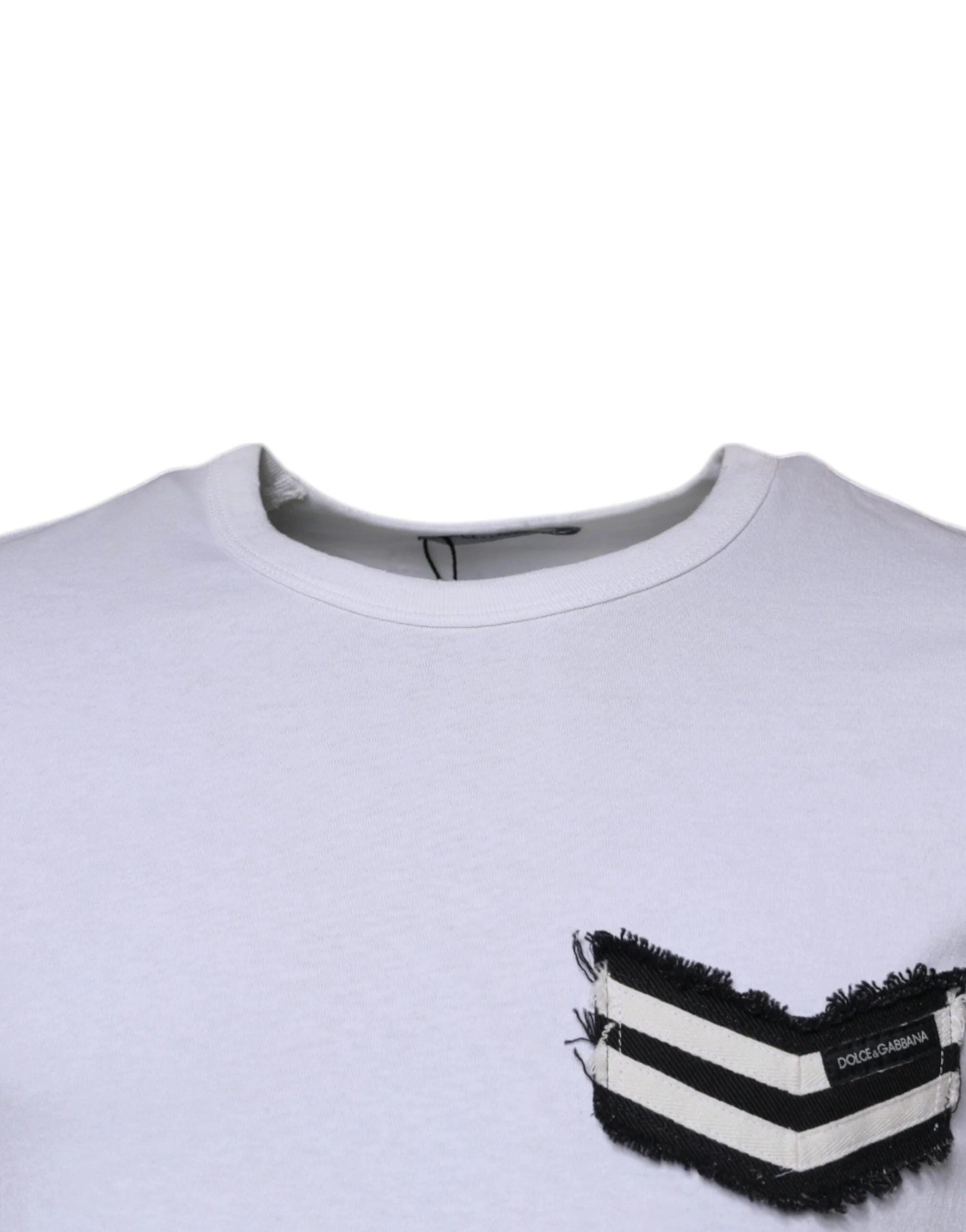 Dolce & Gabbana White Stripes Crew Neck Short Sleeves T-shirt - IT48 | M - T-Shirts