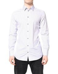 Dolce & Gabbana White Stripes GOLD Cotton Formal Shirt - IT39 | S - Shirts