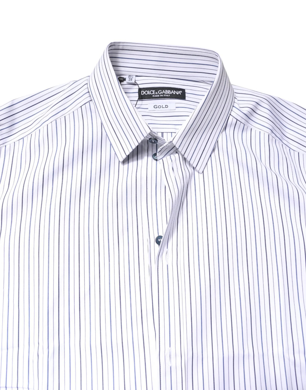 Dolce & Gabbana White Stripes GOLD Cotton Formal Shirt - IT39 | S - Shirts