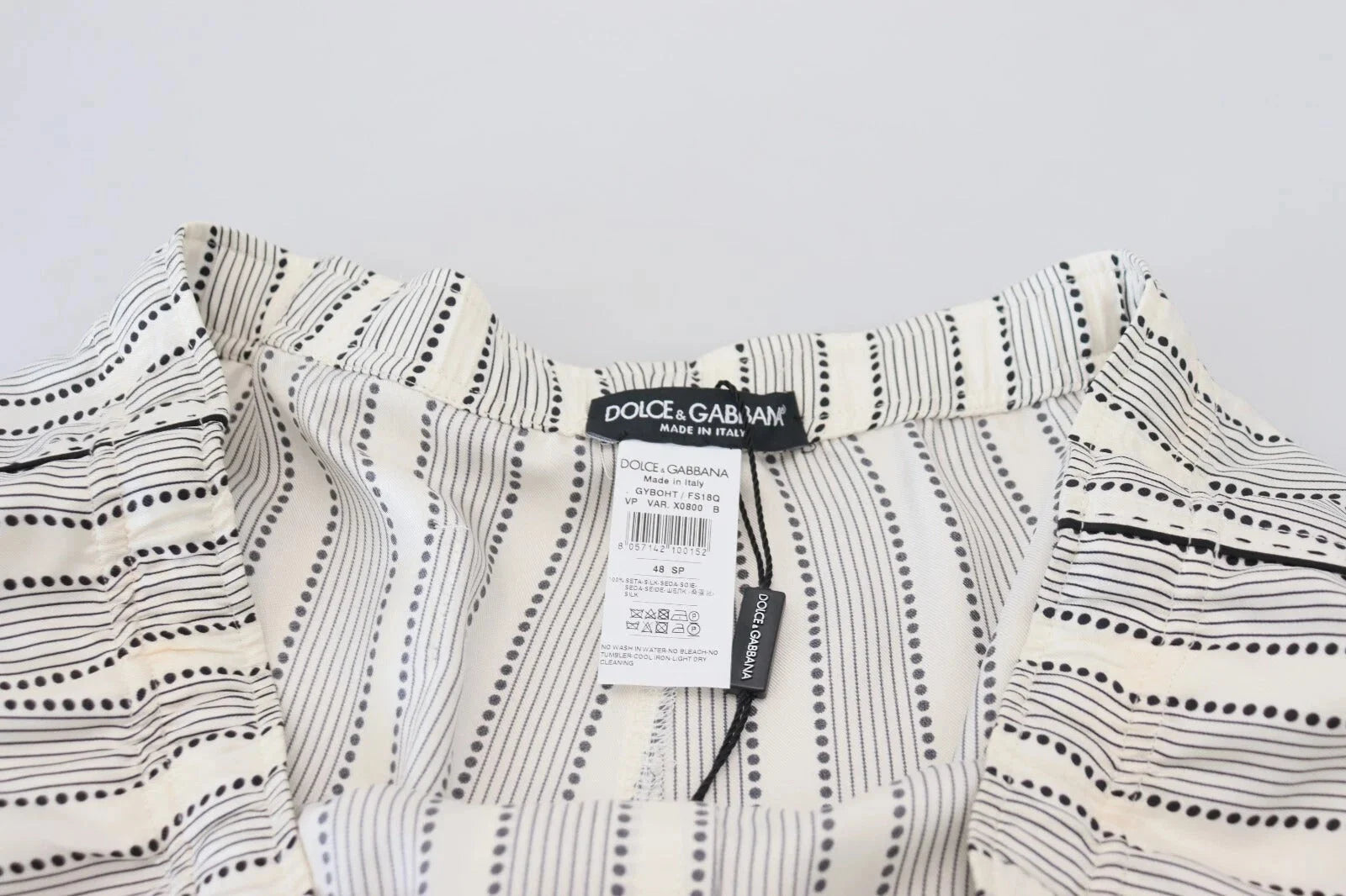 Dolce & Gabbana White Stripes Silk Lounge Trouser Pants - IT48 | M