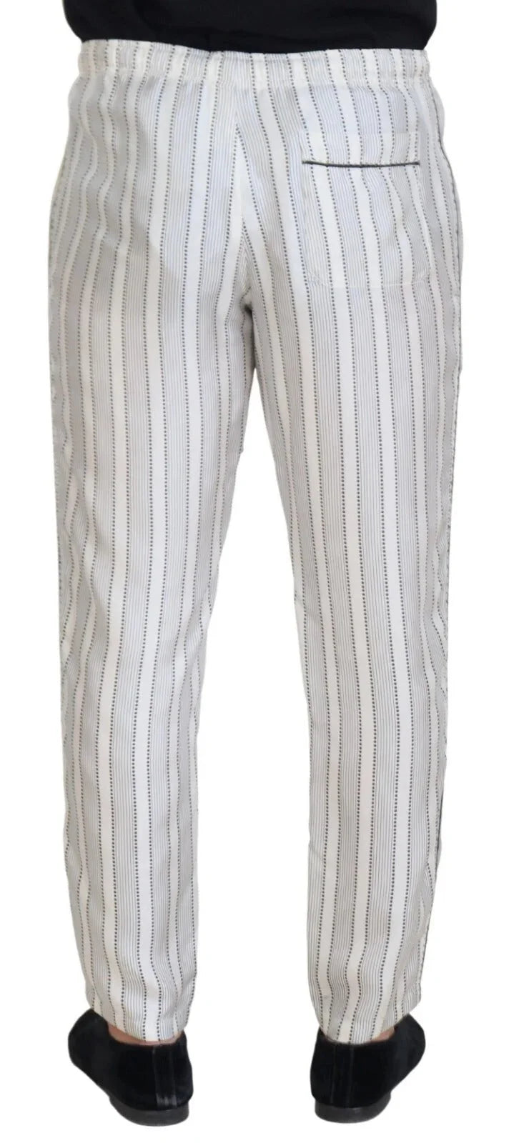 Dolce & Gabbana White Stripes Silk Lounge Trouser Pants - IT48 | M
