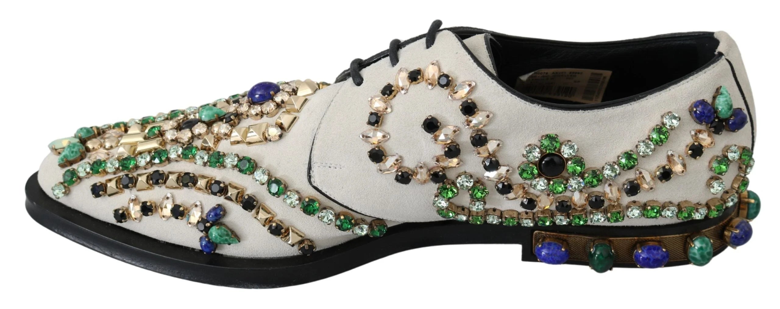 Dolce & Gabbana White Suede Crystal Dress Broque Shoes - EU41/US10.5