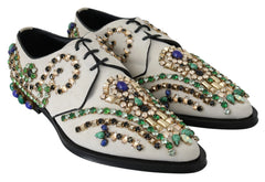 Dolce & Gabbana White Suede Crystal Dress Broque Shoes - EU41/US10.5