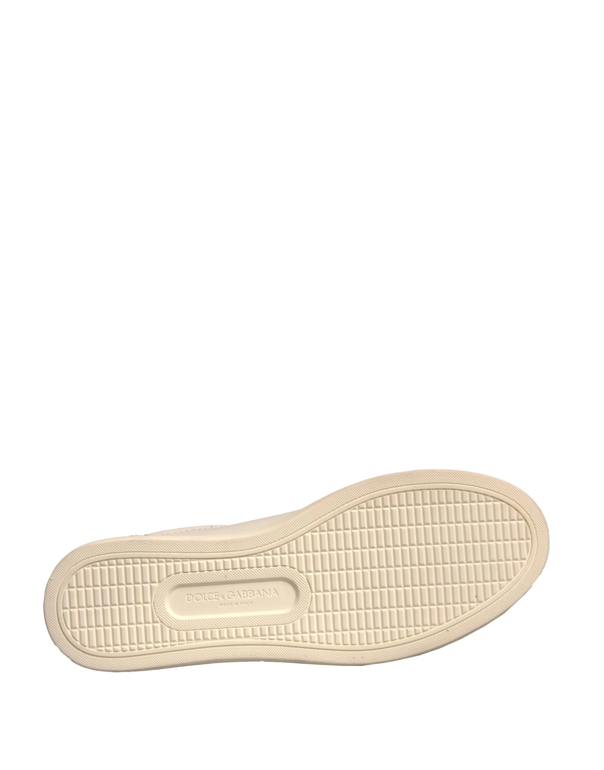 Dolce & Gabbana White Suede Leather Low Top Sneakers Shoes - Sneakers