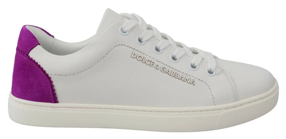 Dolce & Gabbana White Suede Leather Low Top Sneakers Shoes - Sneakers
