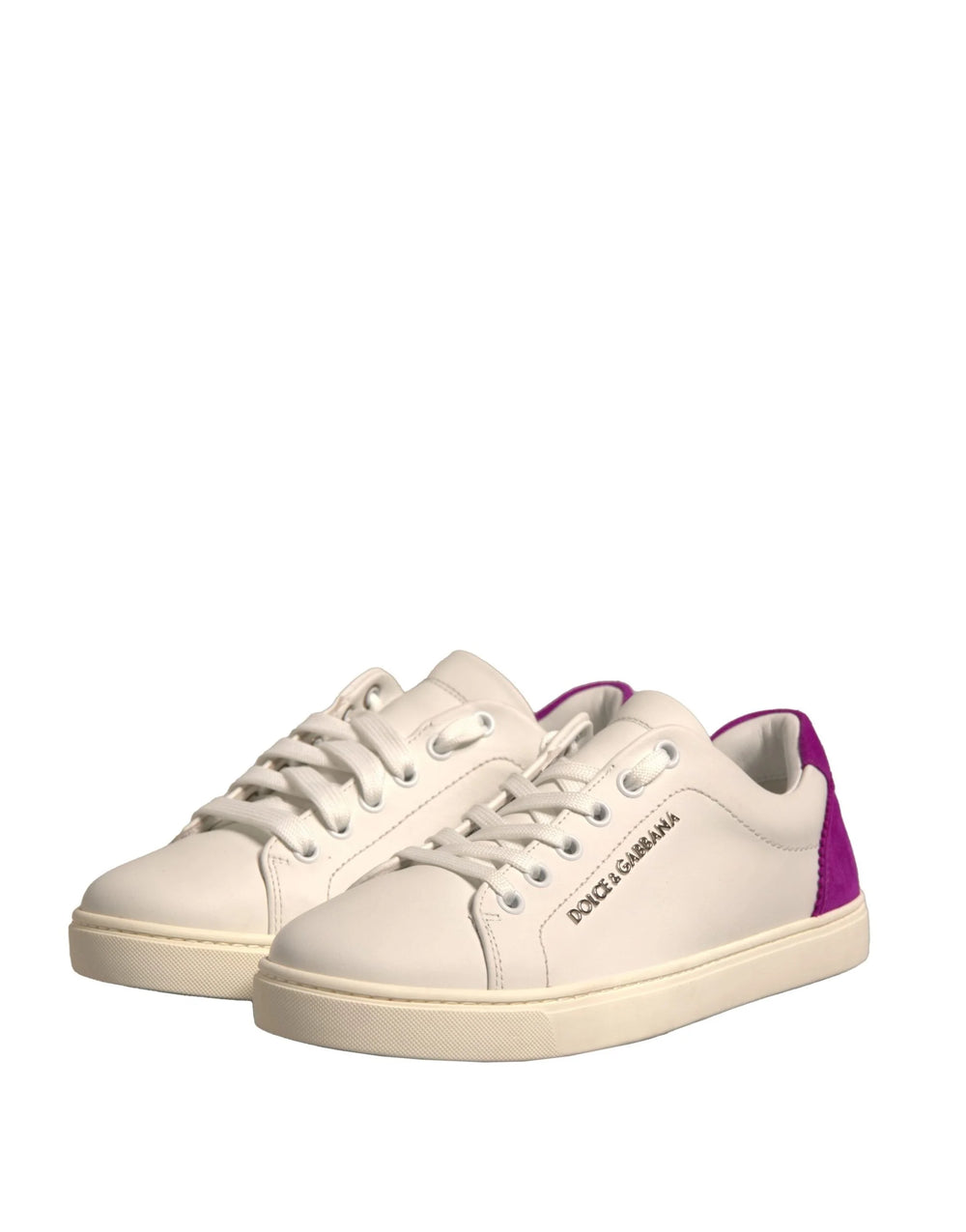 Dolce & Gabbana White Suede Leather Low Top Sneakers Shoes - Sneakers
