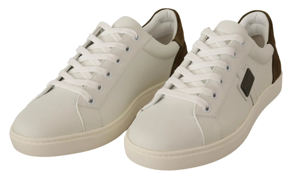 Dolce & Gabbana White Suede Leather Mens Low Tops Sneakers - EU39.5/US6.5 - Sneakers