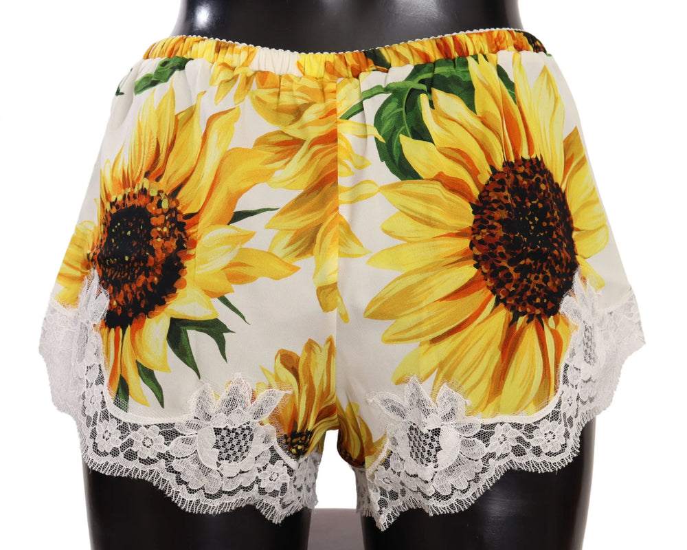 Dolce & Gabbana White Sunflower Lace Lingerie Underwear - IT3 | M - Boyshorts