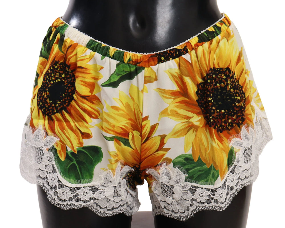 Dolce & Gabbana White Sunflower Lace Lingerie Underwear - IT3 | M - Boyshorts
