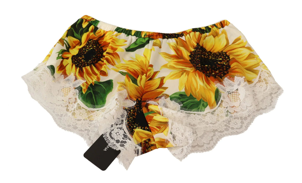 Dolce & Gabbana White Sunflower Lace Lingerie Underwear - IT3 | M - Boyshorts