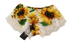 Dolce & Gabbana White Sunflower Lace Lingerie Underwear - IT3 | M - Boyshorts