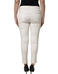 Dolce & Gabbana White Tattered Skinny Cotton Denim Jeans - IT44 | L