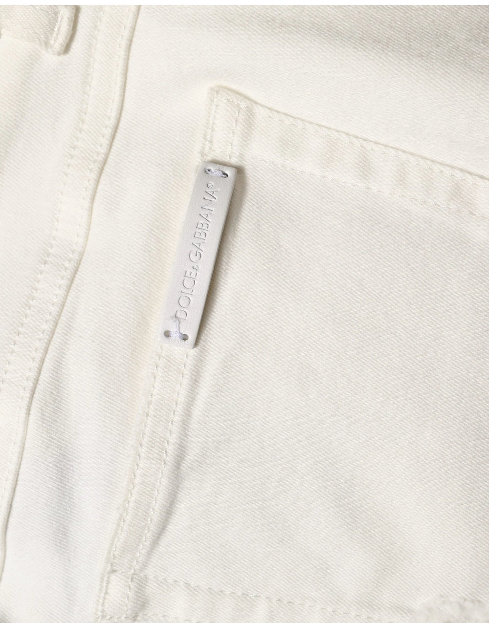 Dolce & Gabbana White Tattered Skinny Cotton Denim Jeans - IT44 | L