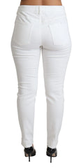 Dolce & Gabbana White Tattered Skinny Denim Cotton Stretch Jeans - Jeans