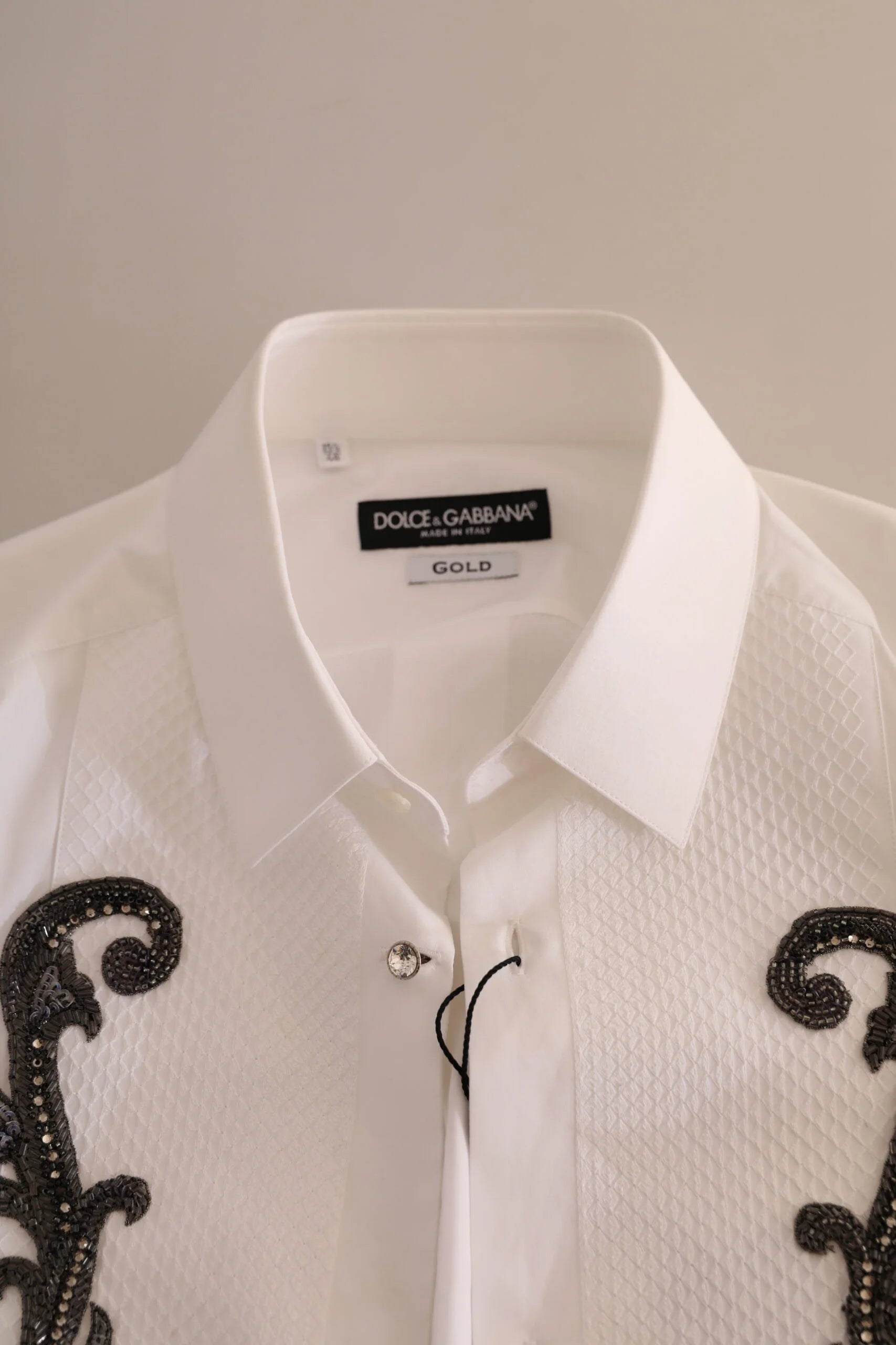 Dolce & Gabbana White Tuxedo Slim Fit Baroque Shirt - IT38 | XS - Shirts