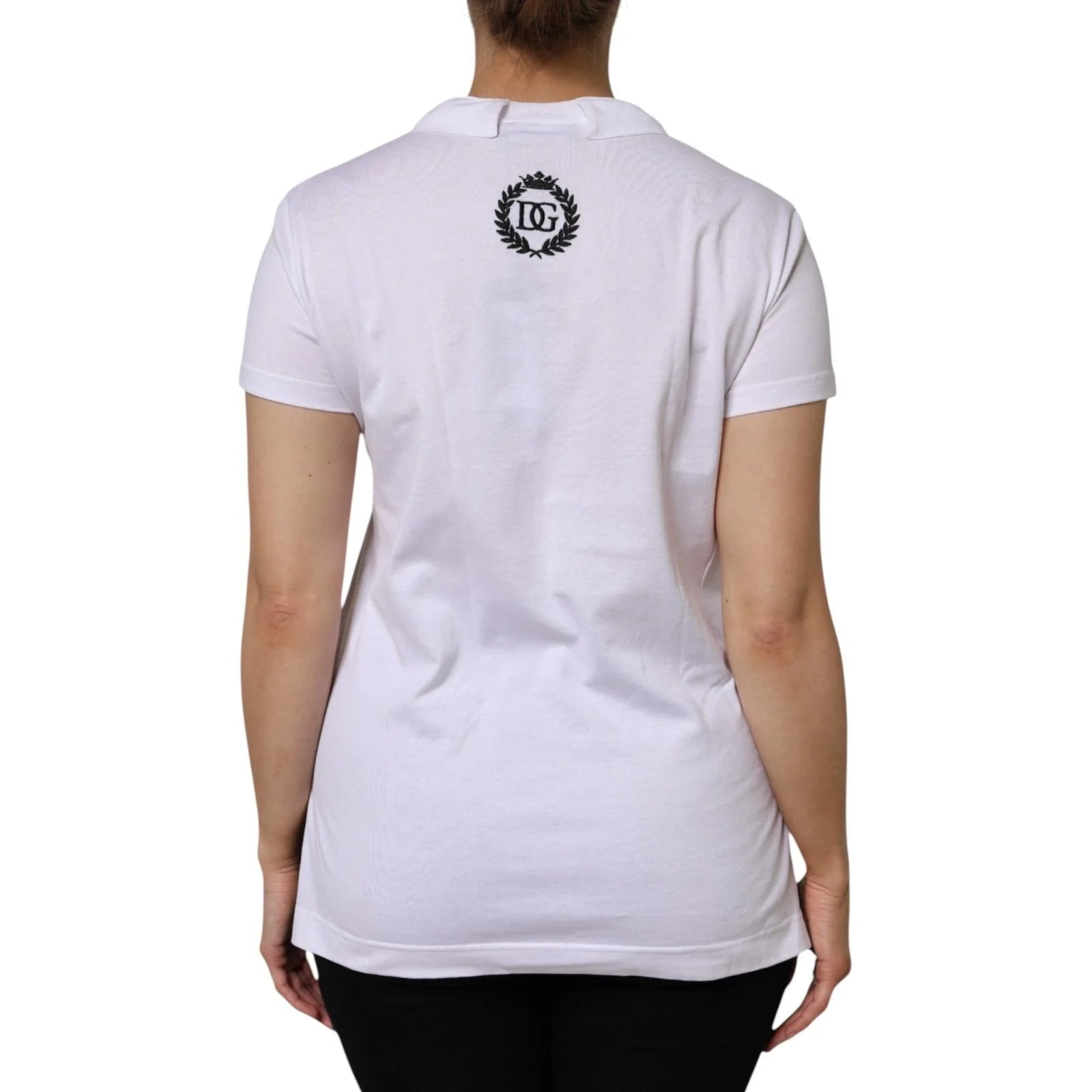 Dolce & Gabbana White V-Neck Cotton Short Sleeves T-shirt - IT40|S