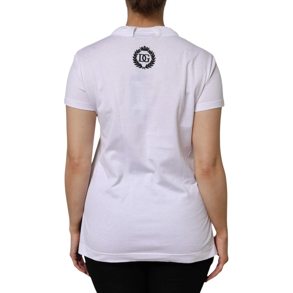 Dolce & Gabbana White V-Neck Cotton Short Sleeves T-shirt - IT40|S