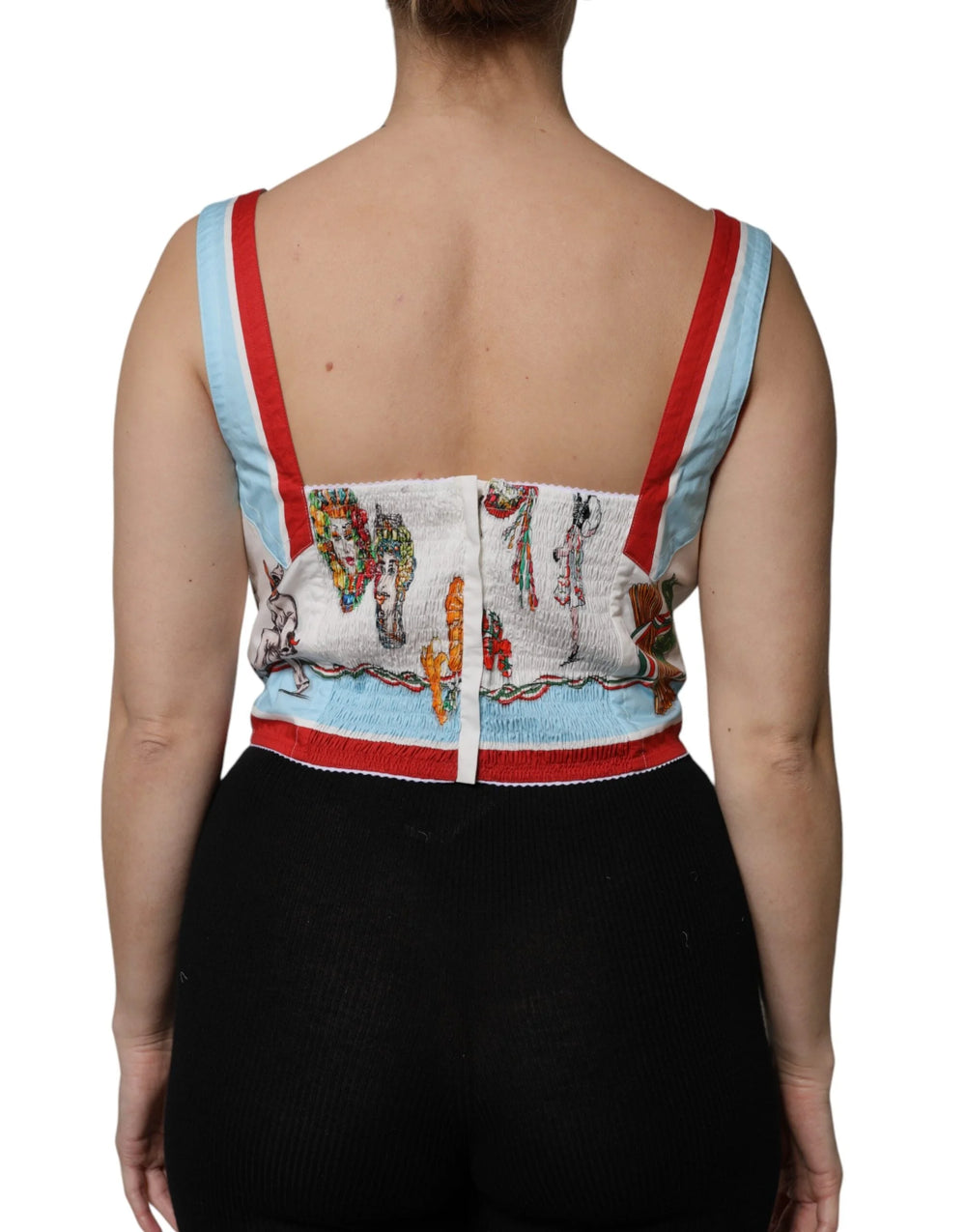Dolce & Gabbana White Vegetable Print Sweetheart Cropped Top - IT48|XXL - Tank Tops