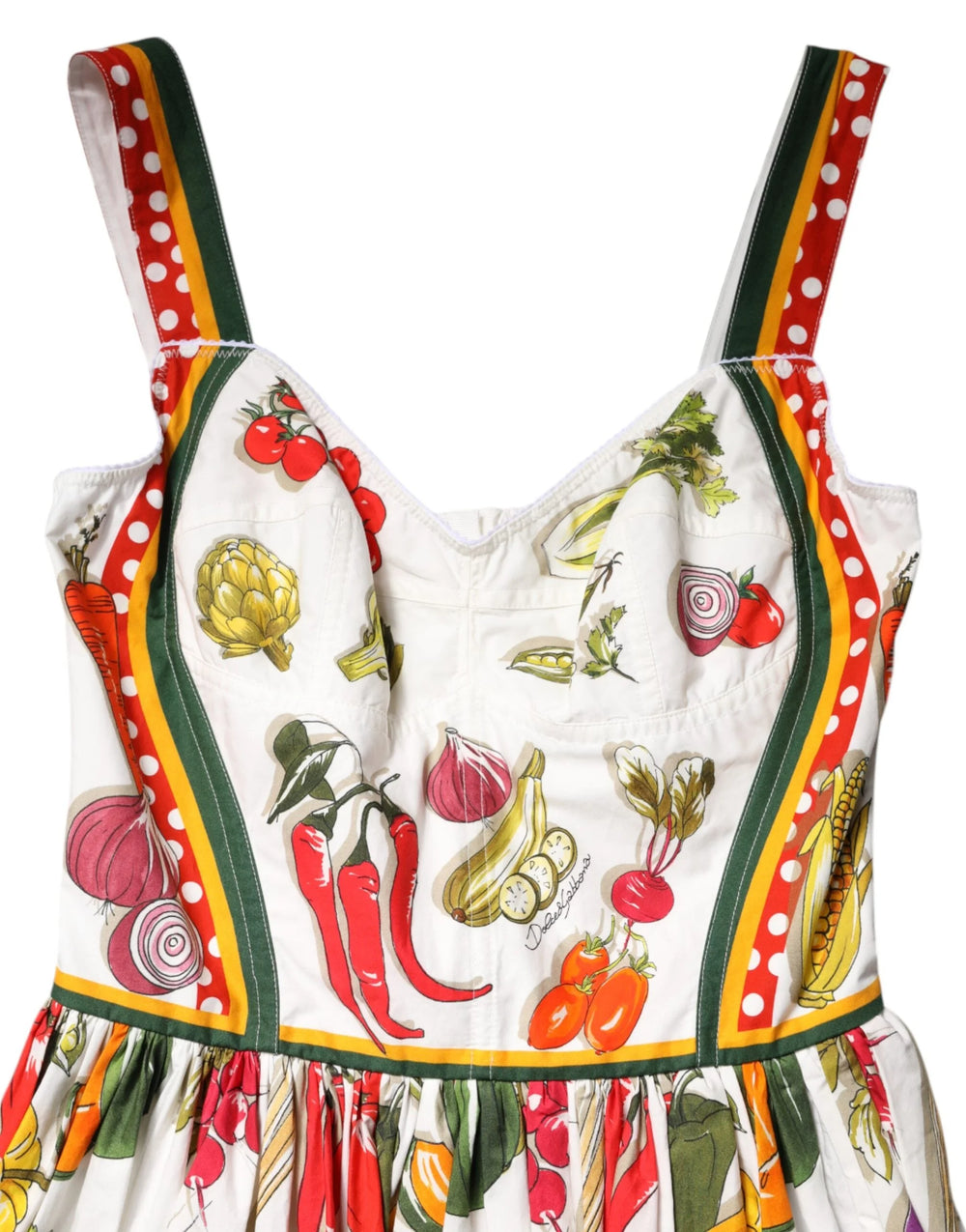 Dolce & Gabbana White Vegetables Sleeveless A-line Dress - Dresses