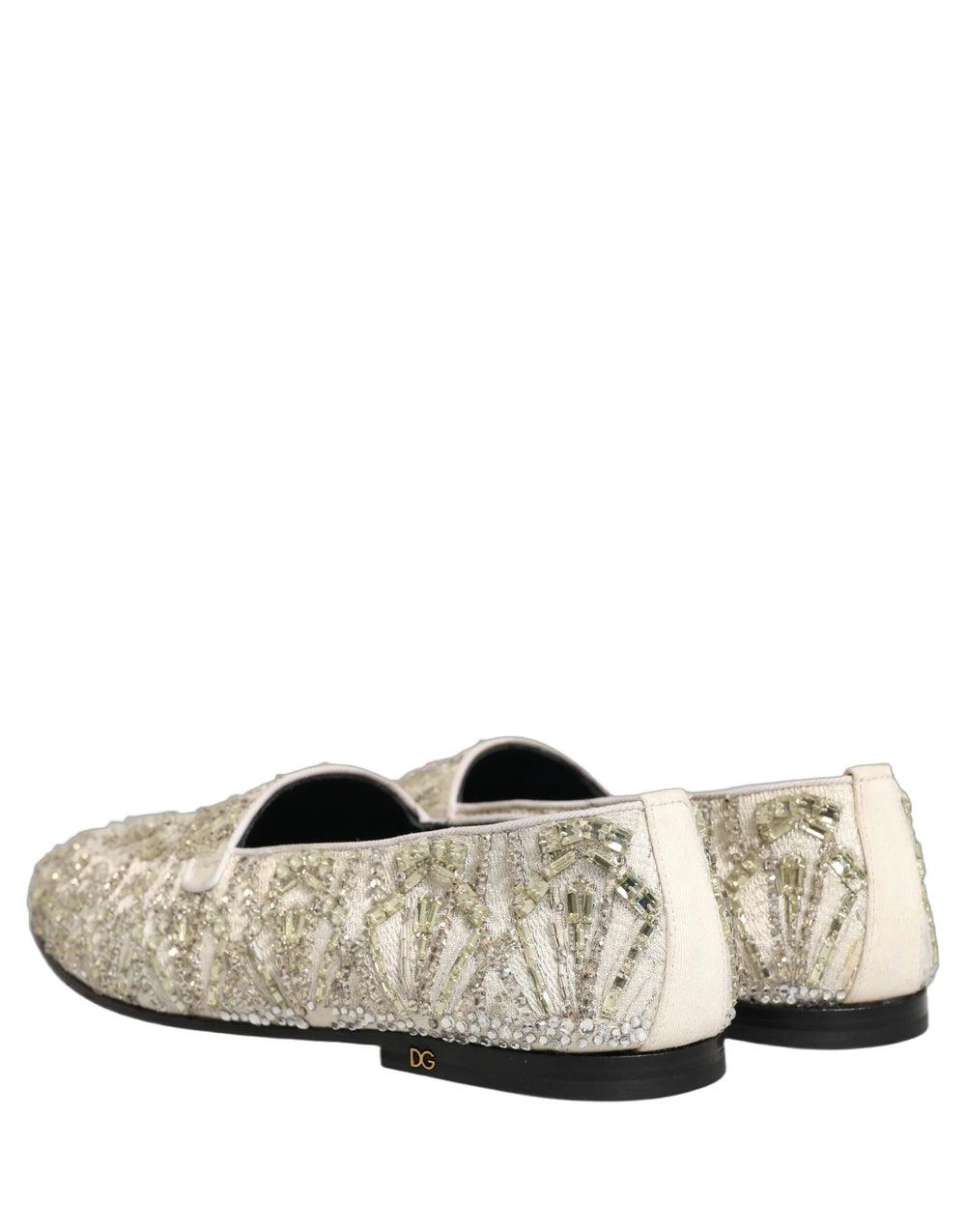 Dolce & Gabbana White Velvet Embroidered Dress Loafers Shoes - EU43/US10
