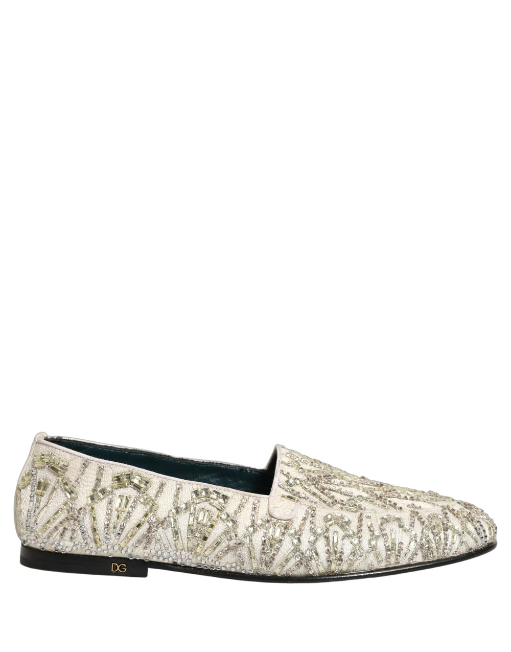 Dolce & Gabbana White Velvet Embroidered Dress Loafers Shoes - EU43/US10