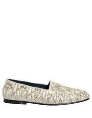 Dolce & Gabbana White Velvet Embroidered Dress Loafers Shoes - EU43/US10