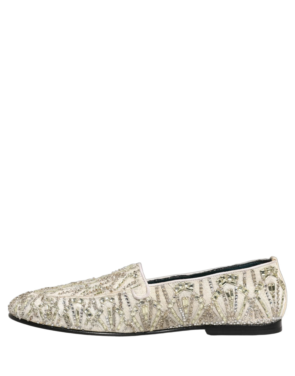 Dolce & Gabbana White Velvet Embroidered Dress Loafers Shoes - EU43/US10