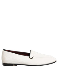 Dolce & Gabbana White Velvet Slip On Men Flats Loafers Shoes - EU41/US8